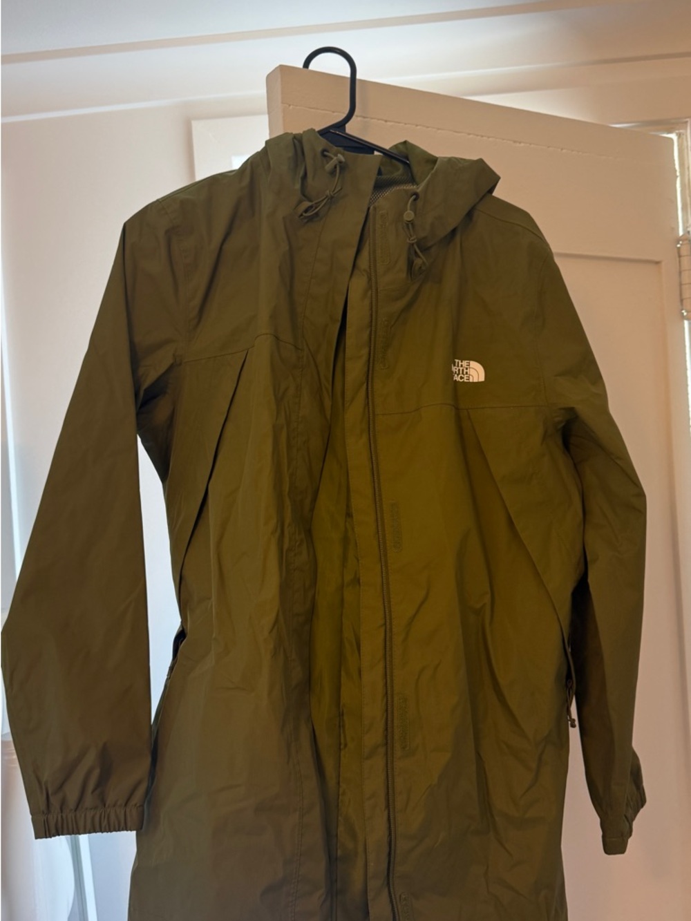 The North Face Olive Green Waterproof Raincoat with Hood